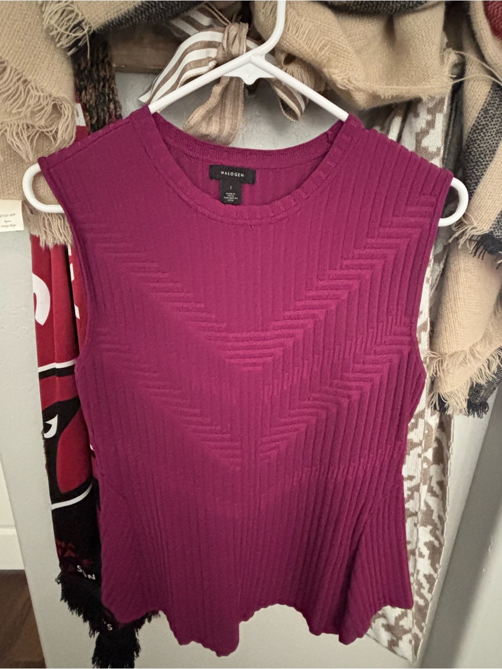 Halogen Sleeveless Rib Knit Top in Berry